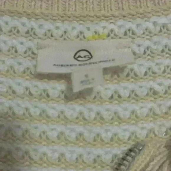 NWOT  AG Adriano Goldschmied Cardigan Long Sweater Zipper Texture White Tan Sm - Picture 4 of 5